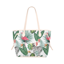 Awesome Flamingo And Zebra Clover Canvas Tote Bag (Model 1661)