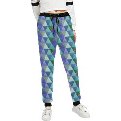 Triangle Pattern - Blue Violet Teal Green Unisex All Over Print Sweatpants (Model L11)