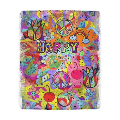 Happy Popart by Nico Bielow Ultra-Soft Micro Fleece Blanket 50"x60"