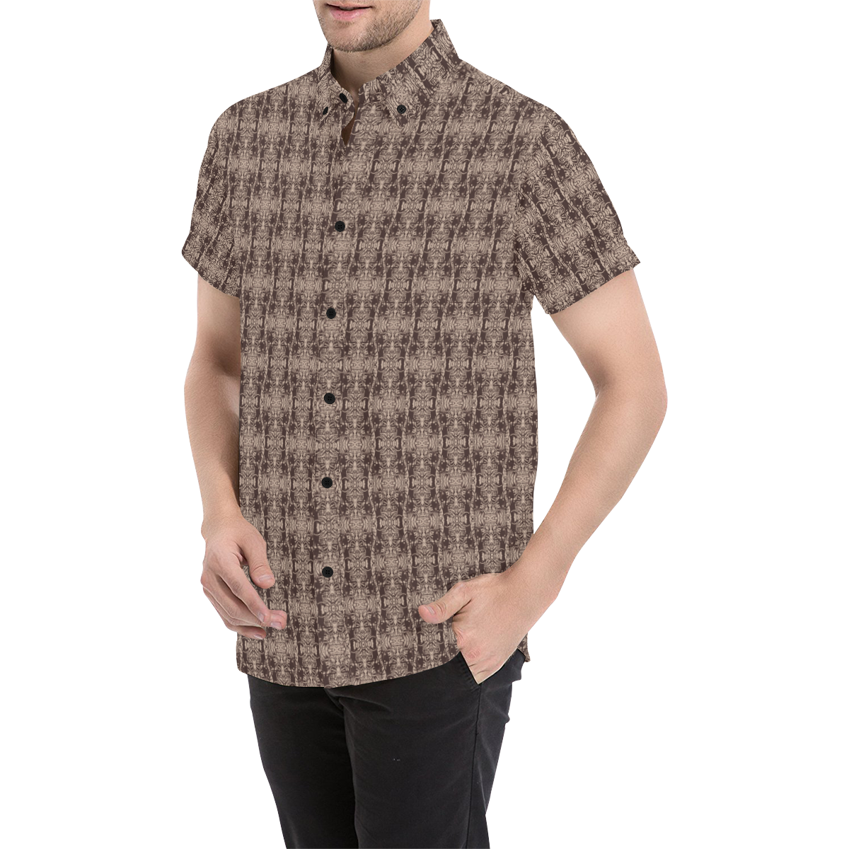 FALLS CREEK All-over Print Short Sleeve Rayon Shirt Men's L /eaa454654