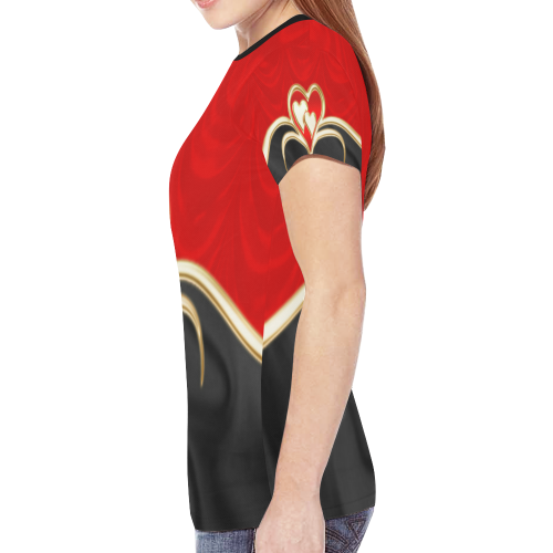 Elegant Red Black Love New All Over Print T-shirt for Women (Model T45)