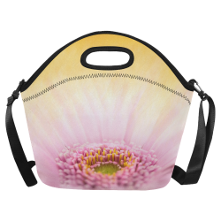 Gerbera Daisy - Pink Flower on Watercolor Yellow Neoprene Lunch Bag/Large (Model 1669)
