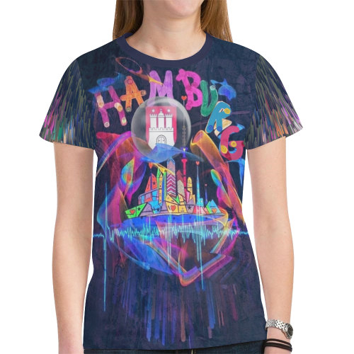 Hamburg Popart by Nico Bielow New All Over Print T-shirt for Women (Model T45)