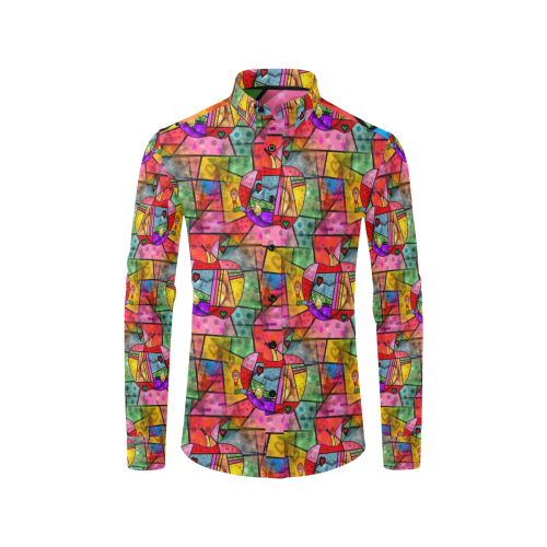 Apple  Pop Art by Nico Bielow Men's All Over Print Casual Dress Shirt (Model T61)
