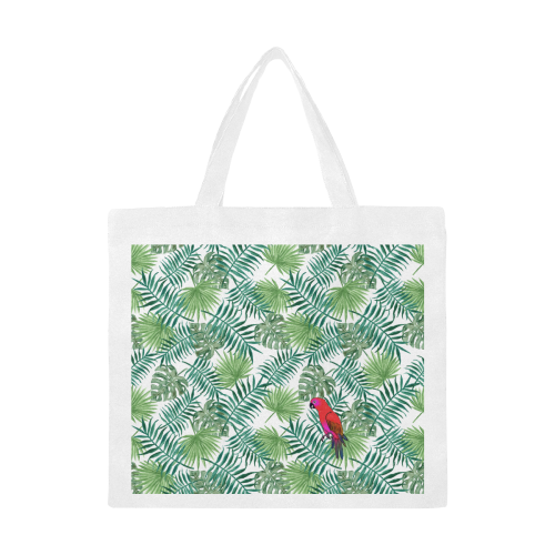 Parrot And Leaves Canvas Tote Bag/Large (Model 1702)