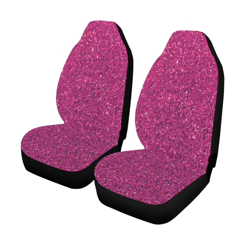 Hot Pink Glitter Car Seat Covers Set, Sequin Car Seat Covers