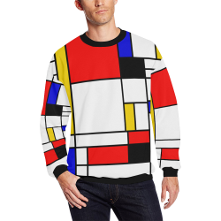Bauhouse Composition Mondrian Style All Over Print Crewneck Sweatshirt for Men (Model H18)
