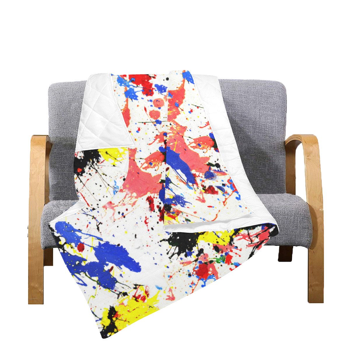 Blue and Red Paint Splatter Quilt 60"x70" ID D4435483