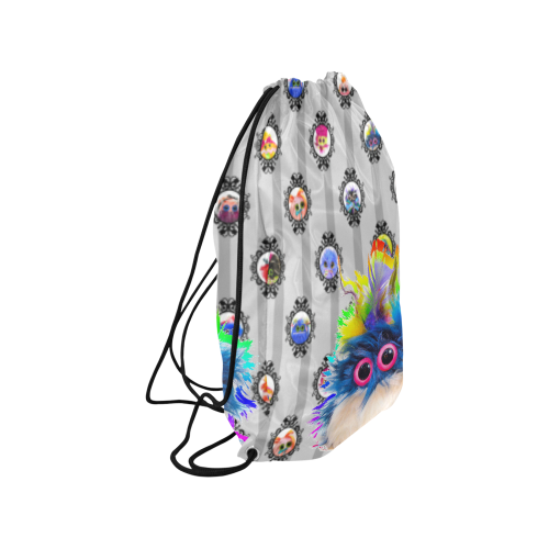 Grid_GrayStripes Small Drawstring Bag Model 1604 (Twin Sides) 11"(W) * 17.7"(H)