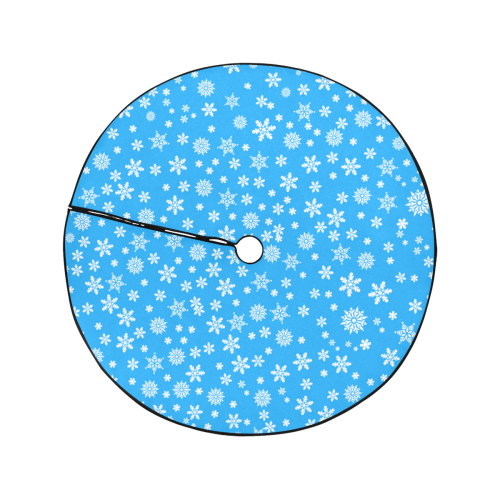 Fabric White/Gold Snowflakes Print Tree Skirt main image 0