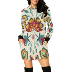 Awesome Batik Floral All Over Print Hoodie Mini Dress (Model H27)