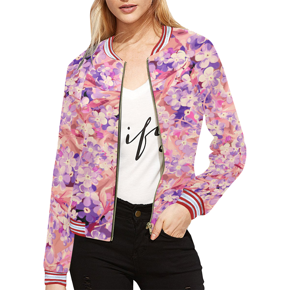 flower pattern All Over Print Bomber Jacket for Women (Model H21) | ID ...