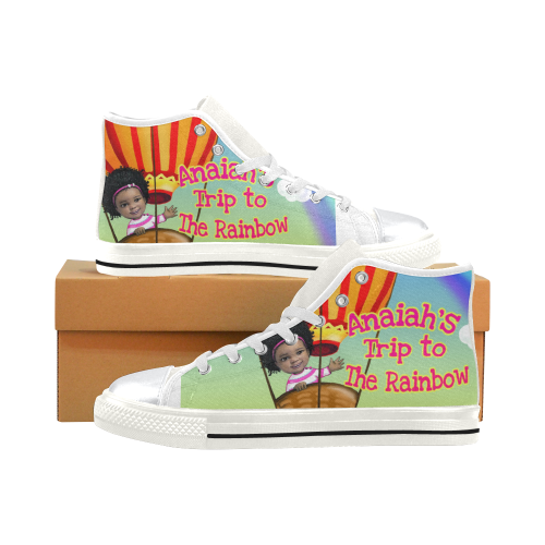 Anaiah's Rainbow Shoe High Top Canvas Shoes for Kid (Model 017)