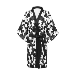 Camouflage Black and White Kimono Robe