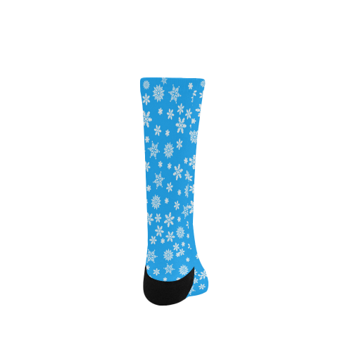 Christmas White Snowflakes on Light Blue Women's Custom Socks