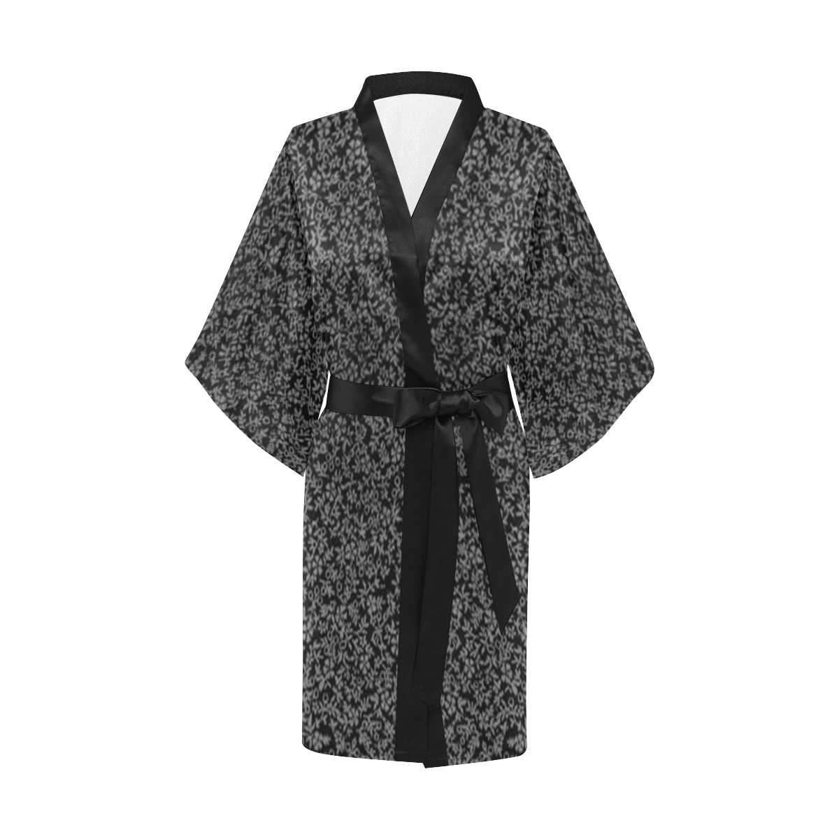 Vintage Floral Black Kimono Robe | ID: D3745130
