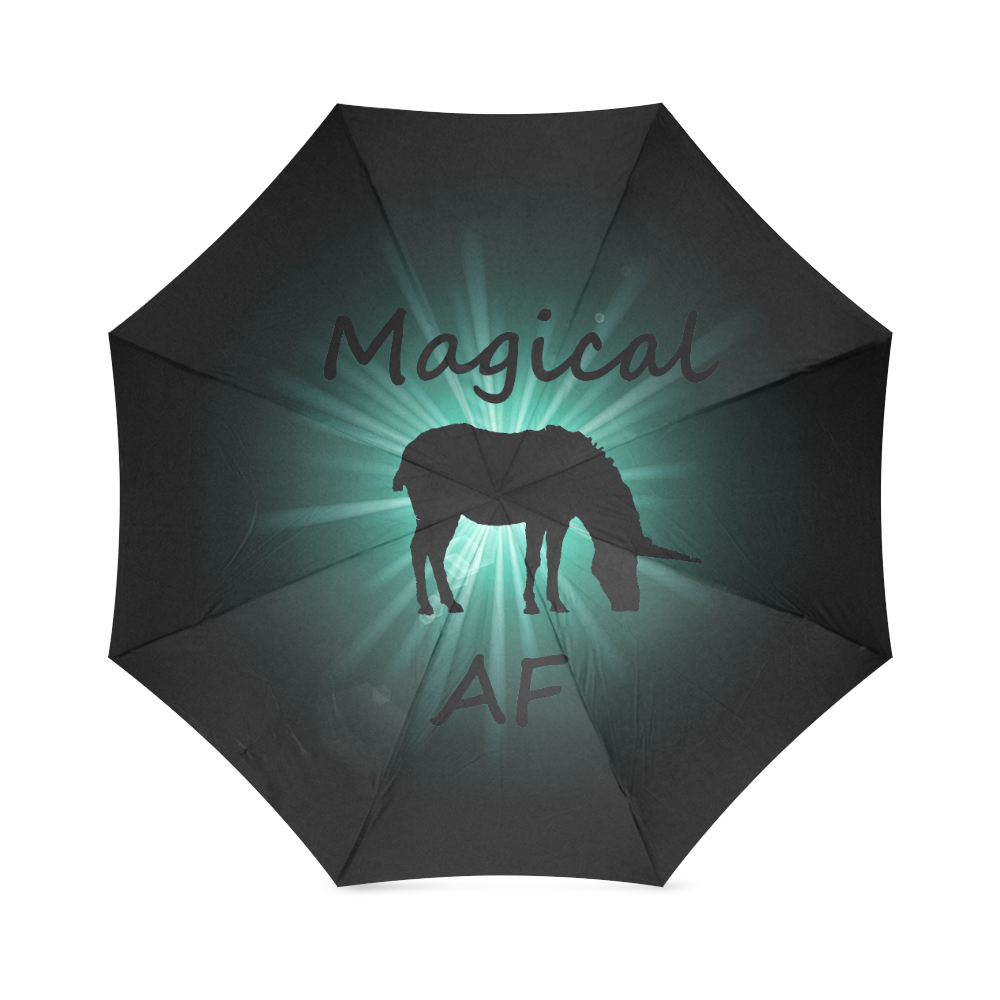 Unicorn Floral Pattern Print Automatic Foldable Umbrella