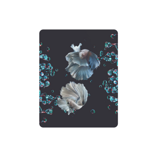 Blue Siamese Fighting Fish - Water Bubbles Photo Rectangle Mousepad