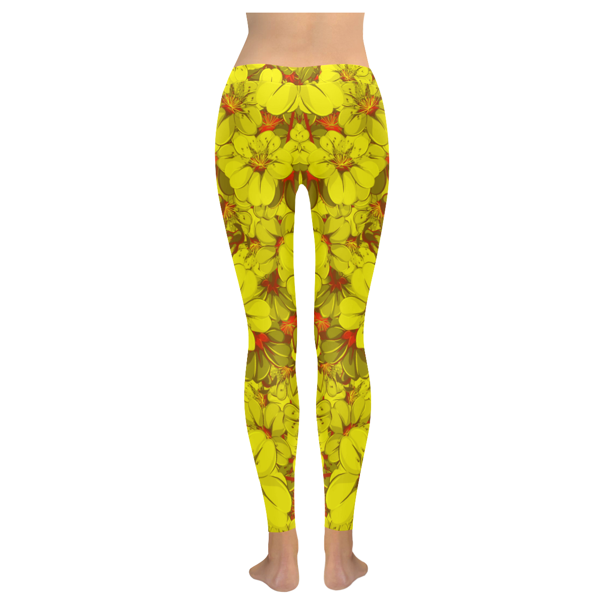 Yellow Flower Print Men's Leggings