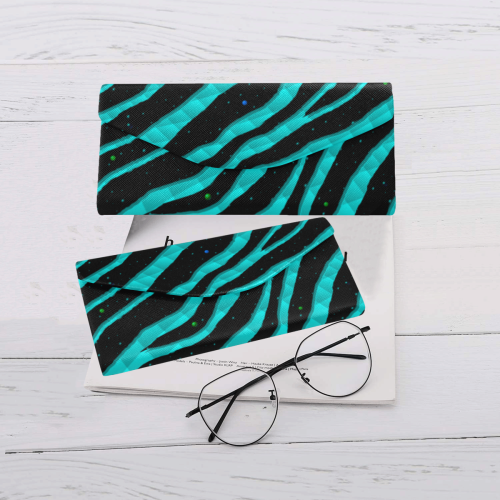 Ripped SpaceTime Stripes - Cyan Custom Foldable Glasses Case
