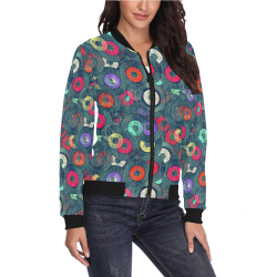 Record Vinyl by Artdream All Over Print Bomber Jacket for Women (Model H36)