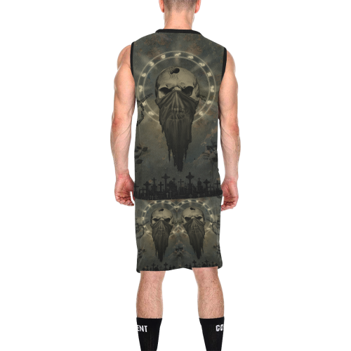 The creepy skull with spider All Over Print Basketball Uniform