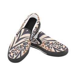 Animal print desert 10 Women's Slip-on Canvas Shoes (Model 019)