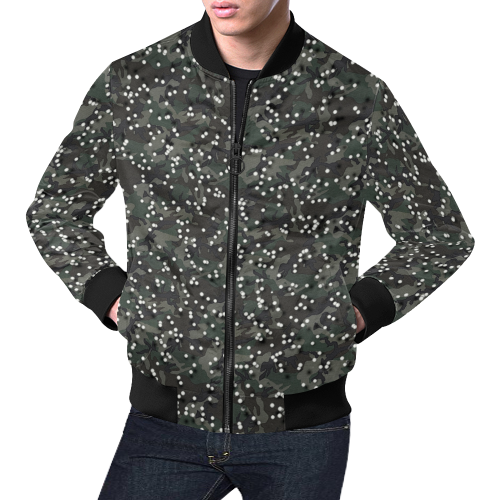 funny airsoft and paintball gamer woodland camouflage design parody All Over Print Bomber Jacket for Men/Large Size (Model H19)