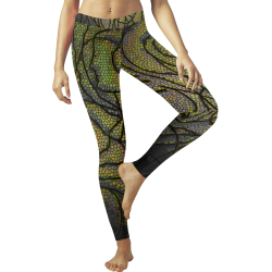 Quarantined Green Glass Women's Low Rise Leggings (Invisible Stitch) (Model L05)