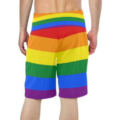 Gay Pride Rainbow Flag Stripes Men's All Over Print Board Shorts (Model L16)