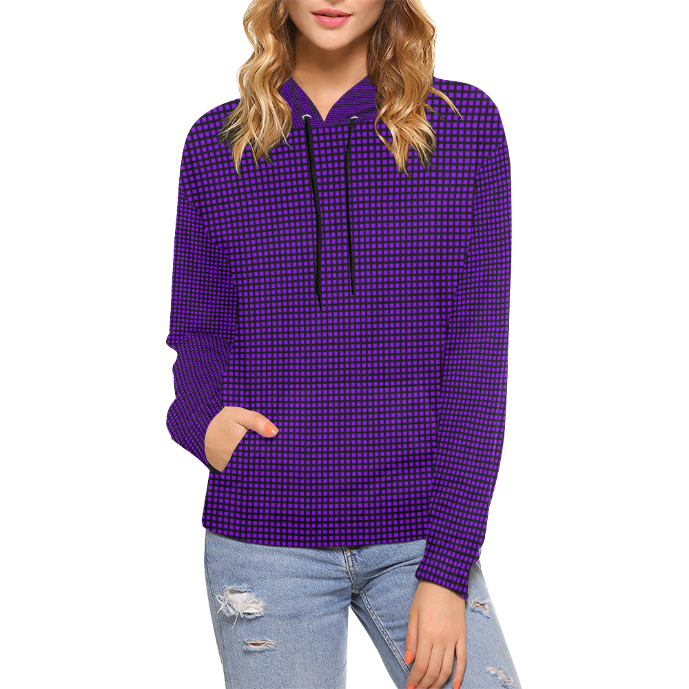 Squares in Purple All Over Print Hoodie for Women (USA Size) (Model H13 ...