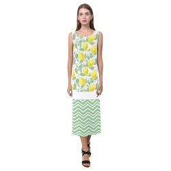Lemons With Chevron Phaedra Sleeveless Open Fork Long Dress (Model D08)