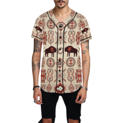American Native Buffalo All Over Print Baseball Jersey for Men (Model T50)