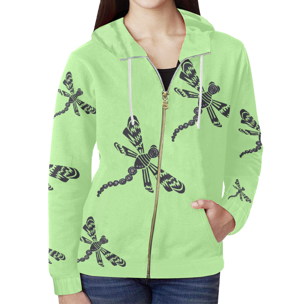 Dragonfly All Over Print Full Zip Hoodie for Women (Model H14) ID