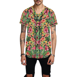 Tropical Flamingo Flowers All Over Print Baseball Jersey for Men (Model T50)