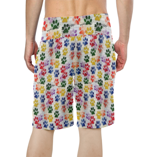 Paws Popart by Nico Bielow Men's All Over Print Board Shorts (Model L16)