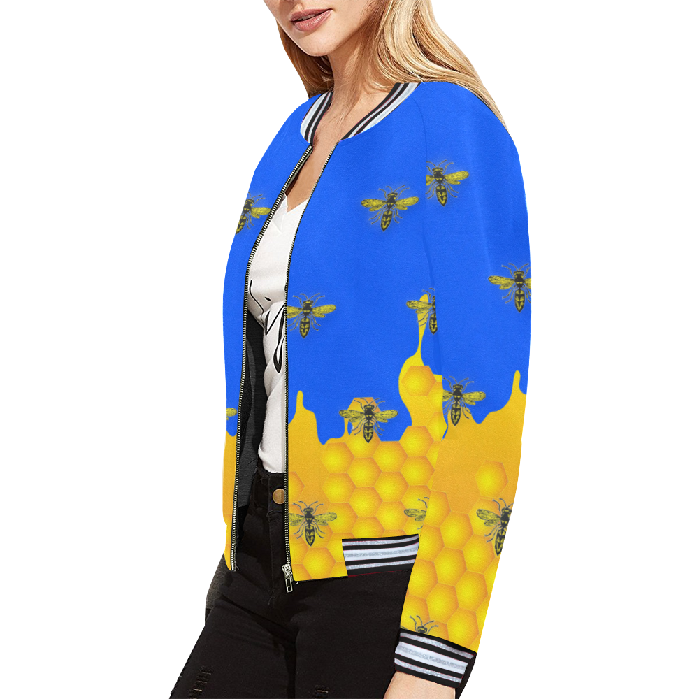 Honey Drip All Over Print Bomber Jacket for Women (Model H21) ID