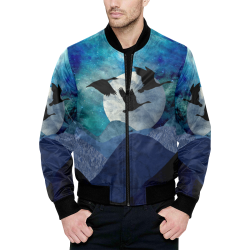 Night In The Mountains All Over Print Quilted Bomber Jacket for Men (Model H33)