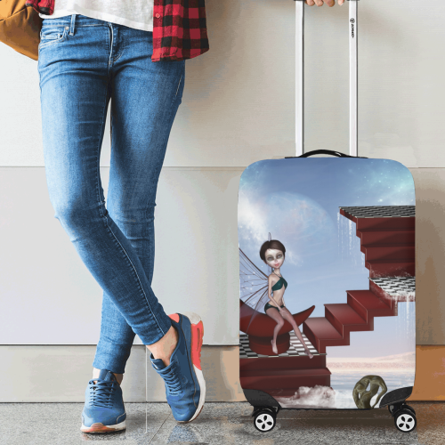 Cute fairy sitting on the moon Luggage Cover/Small 18"-21"