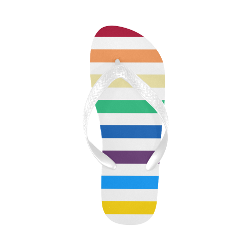 Rainbow Stripes with White Flip Flops for Men/Women (Model 040)