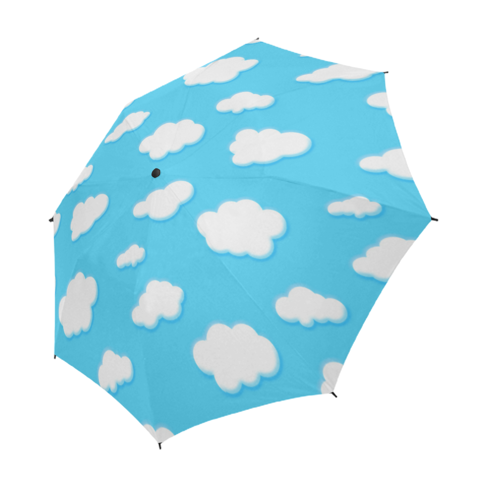 sky of blue and fluffy white clouds SemiAutomatic Foldable Umbrella