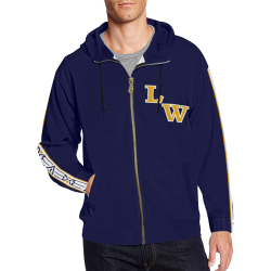 Little Wound Mustangs Dark Blue All Over Print Full Zip Hoodie for Men (Model H14)