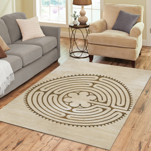 Sacred Geometry Symbol - Chartres Labyrinth 1 Area Rug7'x5'