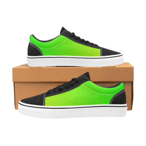 Yellow-Green Ombre Women's Low Top Skateboarding Shoes/Large (Model E001-2)
