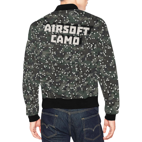 funny airsoft and paintball gamer woodland camouflage design parody All Over Print Bomber Jacket for Men/Large Size (Model H19)