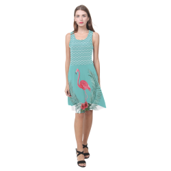 Retro Flamingo Chevron Atalanta Casual Sundress(Model D04)