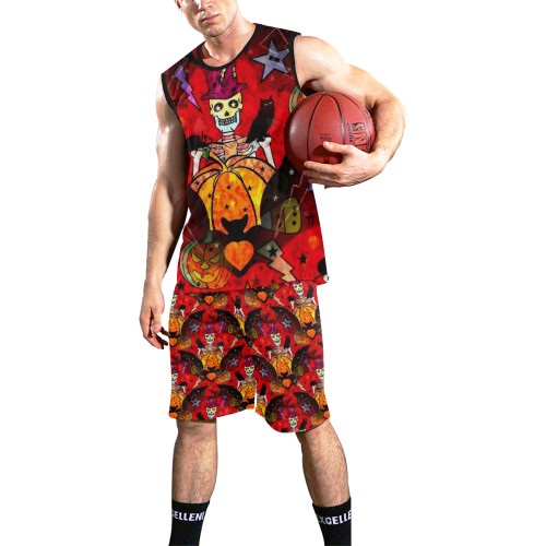 Skulloween by Nico Bielow All Over Print Basketball Uniform