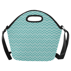 Turquoise Chevron Neoprene Lunch Bag/Large (Model 1669)