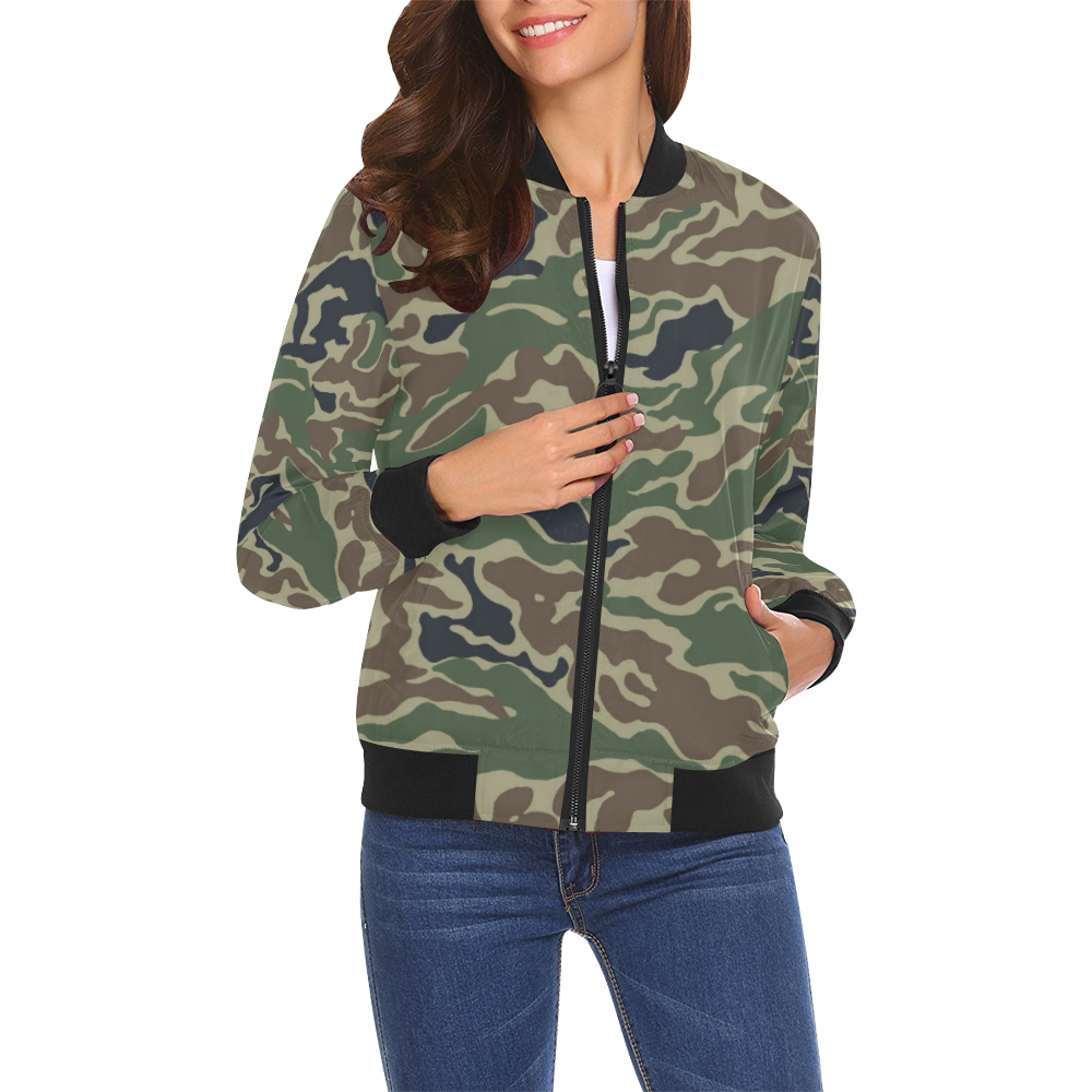 Camera Pattern Print Women Casual Bomber Jacket