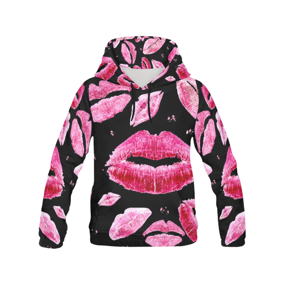 And The Why Kiss Pink Foil Allover Print Pullover Sweatshirts
